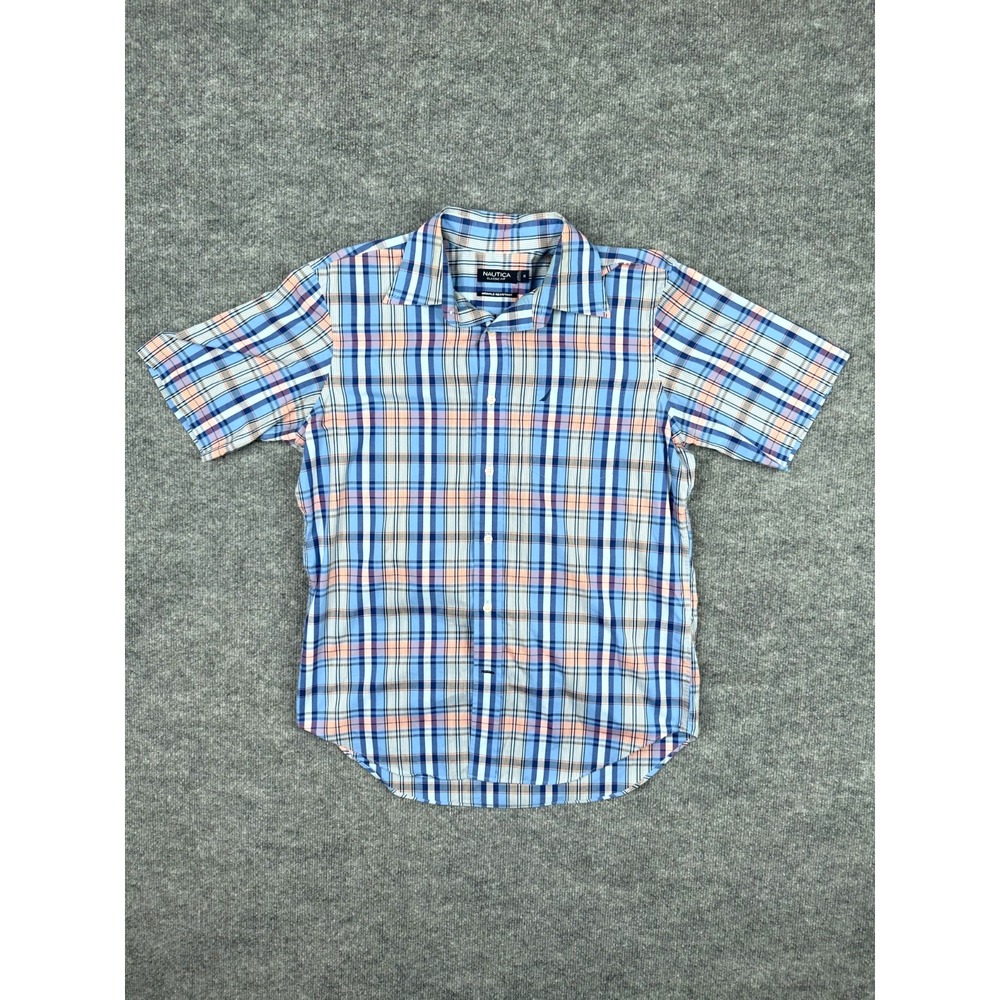 Nautica Classic Fit‎ Wrinkle Resistant Plaid Short Sleeve Shirt Men's Medium